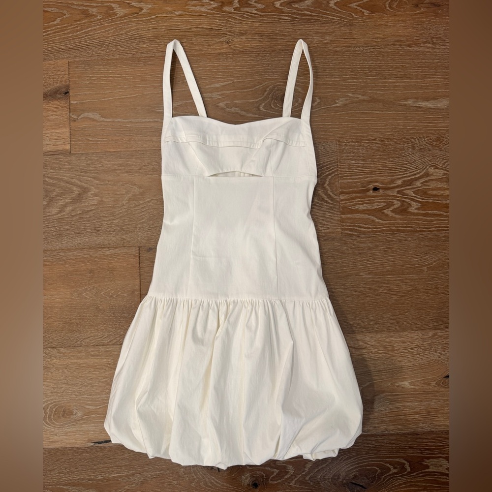Zara White Bubble Hem Mini Dress
